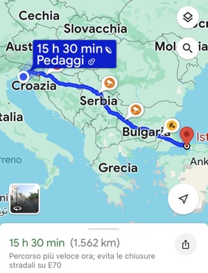 percorso viaggio di andata